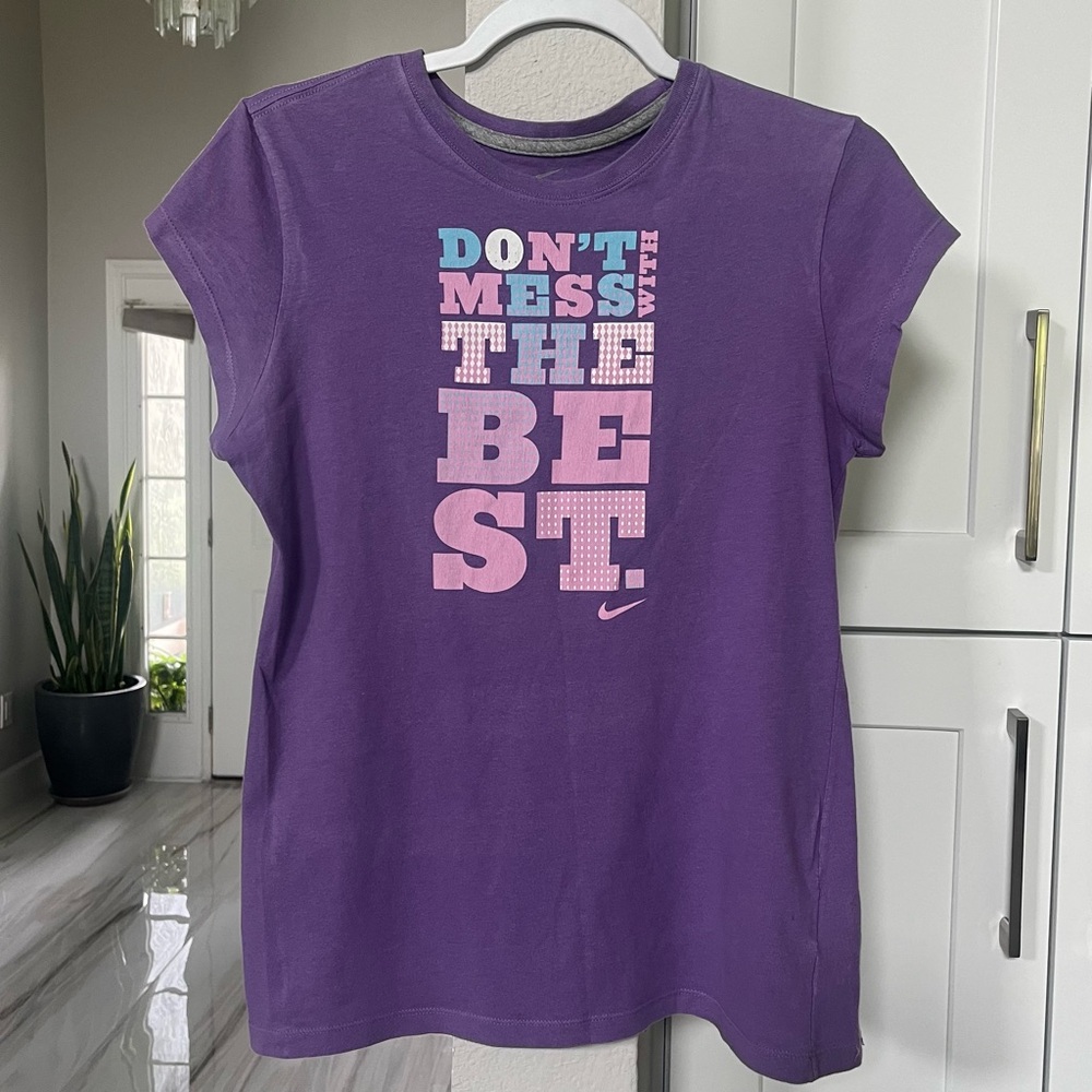 Nike Teen’s XL Purple Cotton Tee with Graphic Text